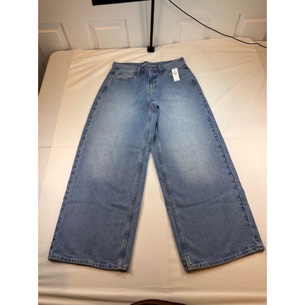 Old Navy Wow Baggy Wide Leg Jeans Light Wash Blue Denim Mid Rise Petite 2 NWT